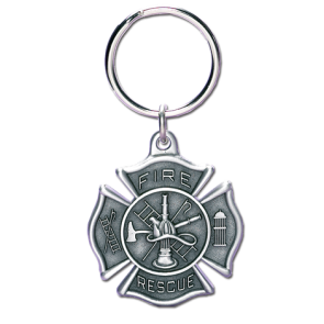 1 Sided Maltese Shaped Fire Fighter Key Chain